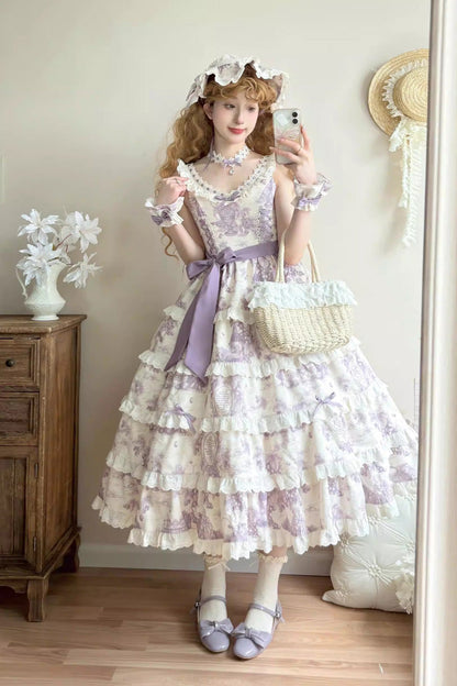 Lolita JSK Dress - Grape Moon Almanac, Purple, Layered, Adjustable, Sweet Style - additional product view 6