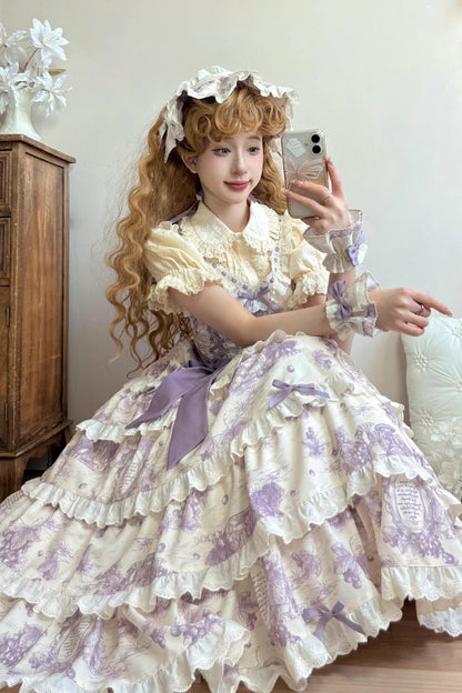 Lolita JSK Dress - Grape Moon Almanac, Purple, Layered, Adjustable, Sweet Style - additional product view 8