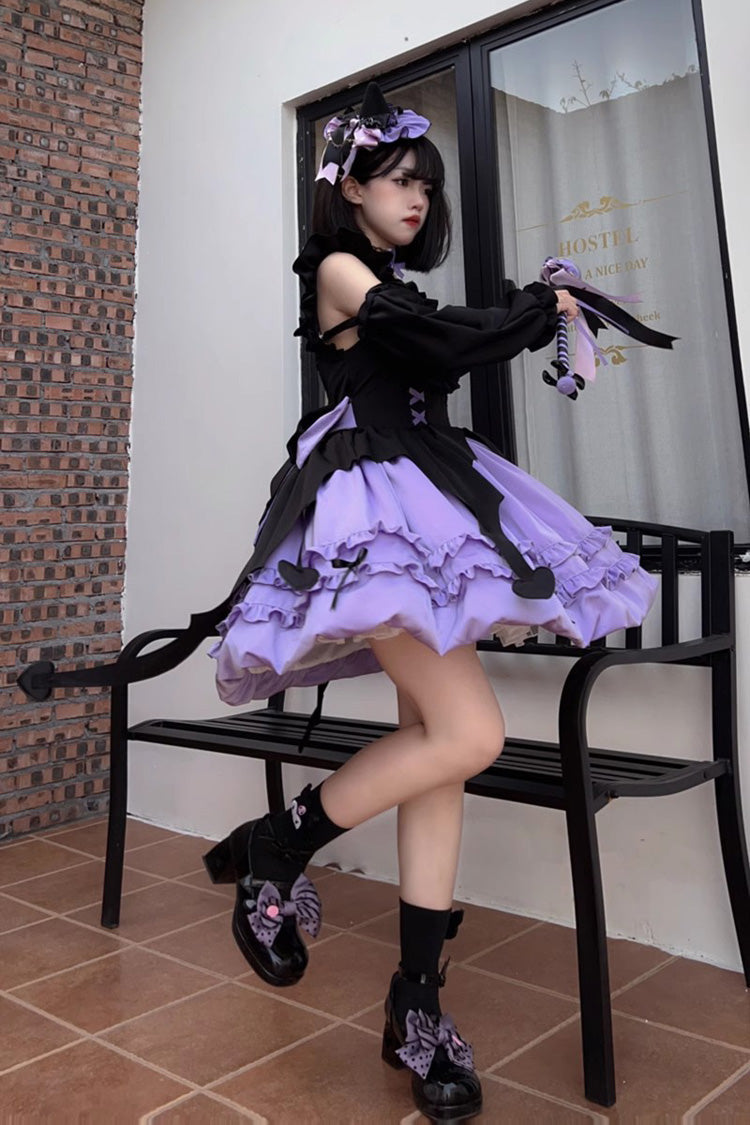Lolita JSK Dress - Halloween Starry Night Witch, Purple, Ruffled, Sweet Style - additional product view 2