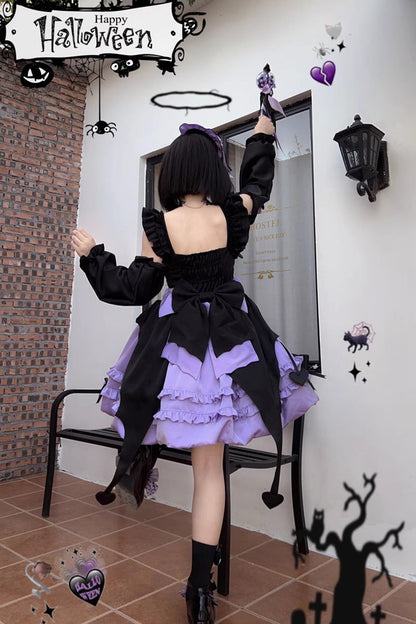 Lolita JSK Dress - Halloween Starry Night Witch, Purple, Ruffled, Sweet Style - additional product view 3