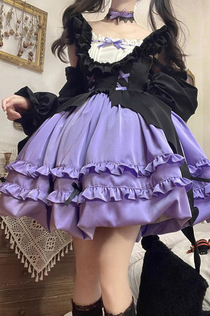 Lolita JSK Dress - Halloween Starry Night Witch, Purple, Ruffled, Sweet Style - additional product view 5