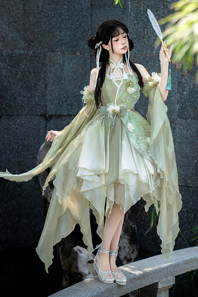 Lolita JSK Dress - Halterneck, Green, Bow Detail, Lace Trim, Sweet Style - additional product view 2