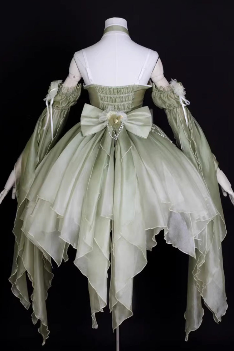 Lolita JSK Dress - Halterneck, Green, Bow Detail, Lace Trim, Sweet Style - additional product view 4