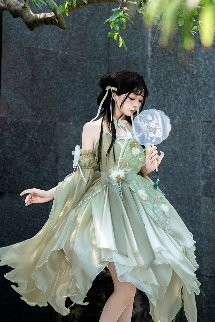 Lolita JSK Dress - Halterneck, Green, Bow Detail, Lace Trim, Sweet Style - additional product view 7