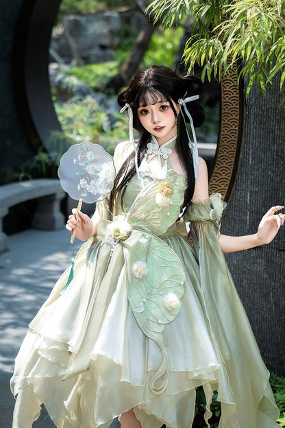 Lolita JSK Dress - Halterneck, Green, Bow Detail, Lace Trim, Sweet Style - additional product view 8