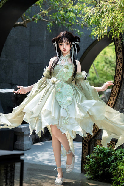 Lolita JSK Dress - Halterneck, Green, Bow Detail, Lace Trim, Sweet Style - additional product view 9