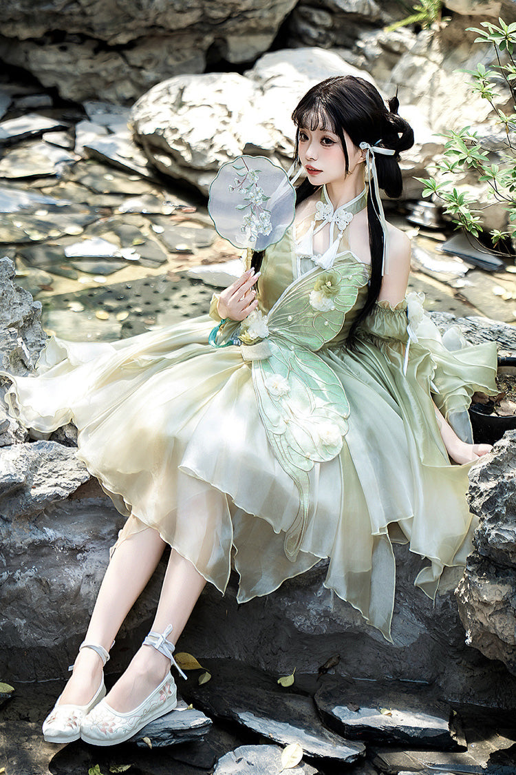 Lolita JSK Dress - Halterneck, Green, Bow Detail, Lace Trim, Sweet Style - additional product view 10
