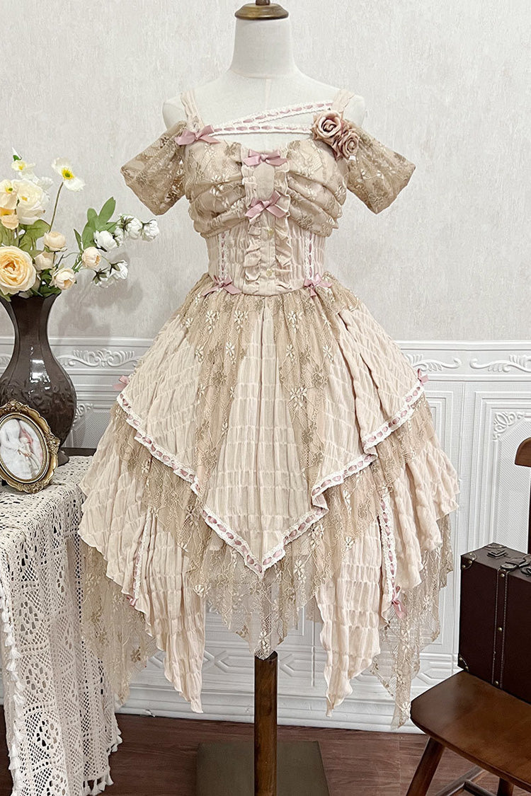 Lolita JSK Dress - High Waisted Print Irregular, Yellow, High Waist, Sweet Style, Printed - additional product view 3