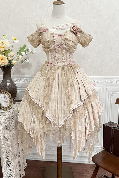 Lolita JSK Dress - High Waisted Print Irregular, Yellow, High Waist, Sweet Style, Printed - additional product view 3