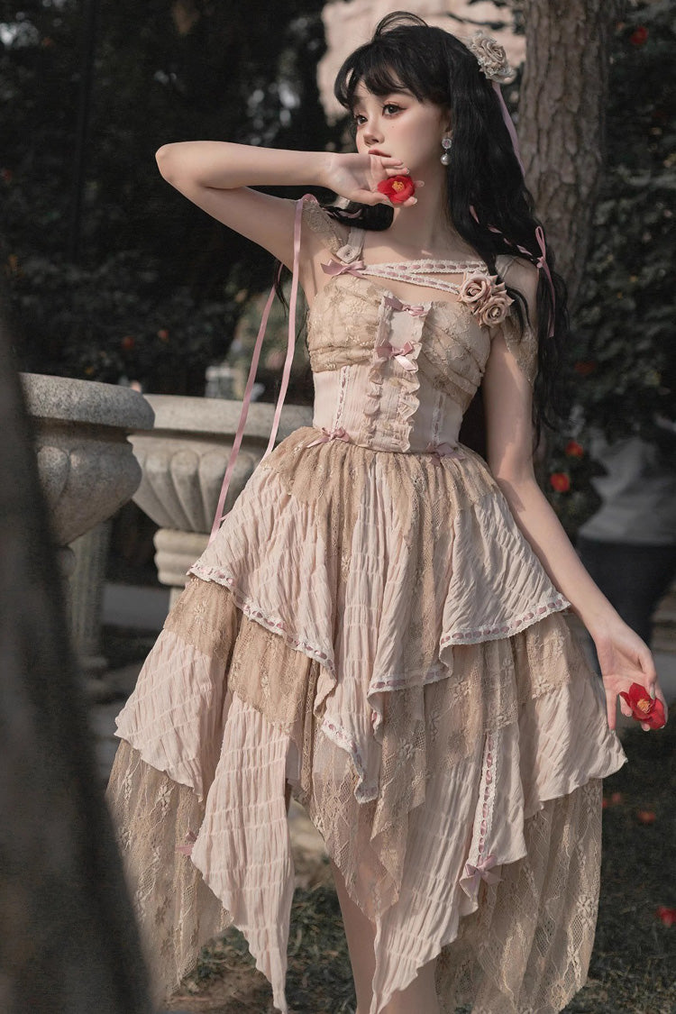 Lolita JSK Dress - High Waisted Print Irregular, Yellow, High Waist, Sweet Style, Printed - additional product view 4