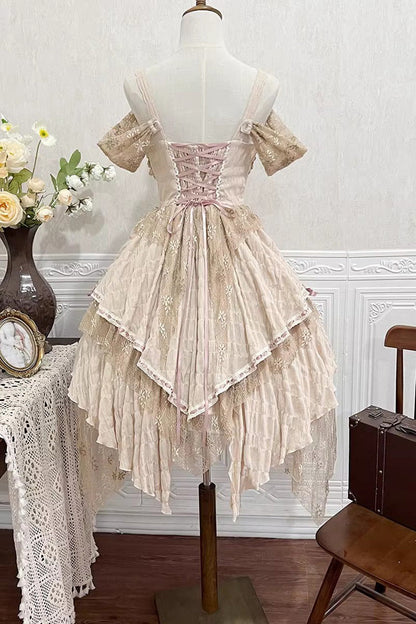 Lolita JSK Dress - High Waisted Print Irregular, Yellow, High Waist, Sweet Style, Printed - additional product view 6