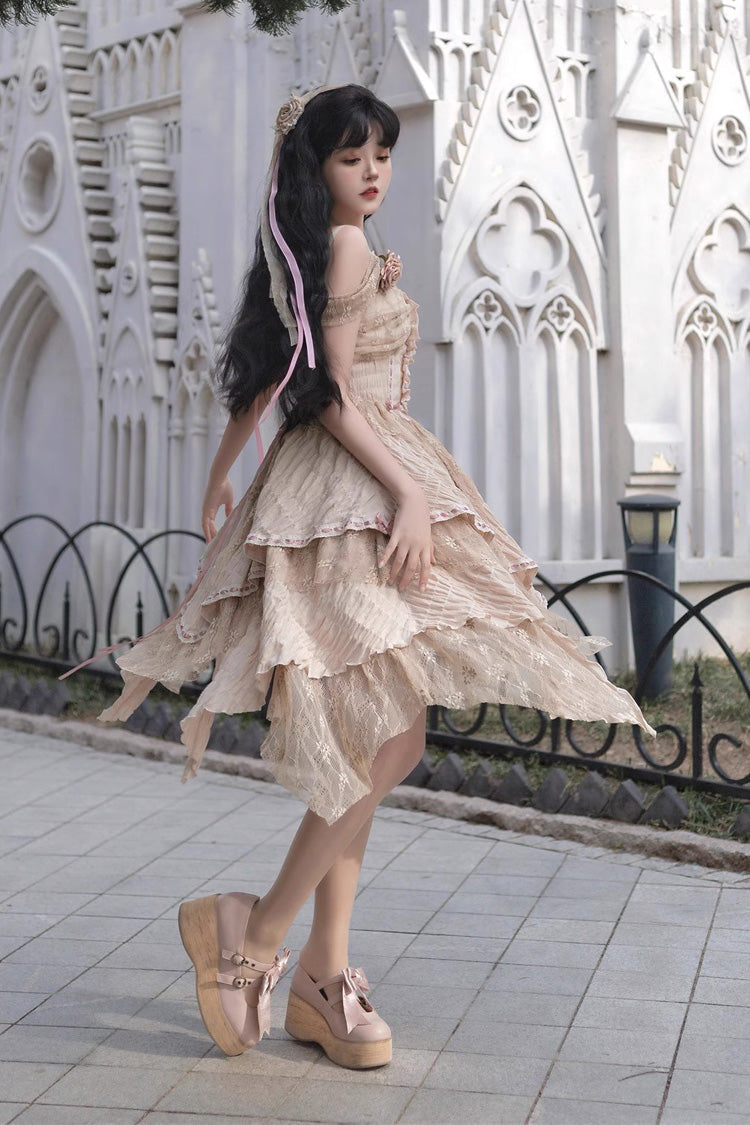 Lolita JSK Dress - High Waisted Print Irregular, Yellow, High Waist, Sweet Style, Printed - additional product view 8