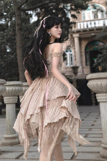 Lolita JSK Dress - High Waisted Print Irregular, Yellow, High Waist, Sweet Style, Printed - additional product view 9