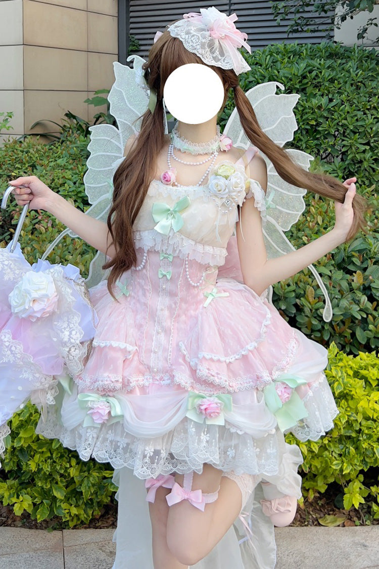 Lolita JSK Dress - Honey Rose, Pink, Ruffled, Embroidered, Sweet Style - additional product view 2