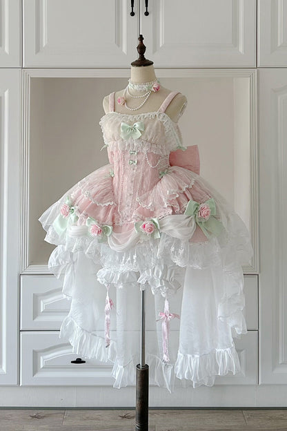 Lolita JSK Dress - Honey Rose, Pink, Ruffled, Embroidered, Sweet Style - additional product view 4