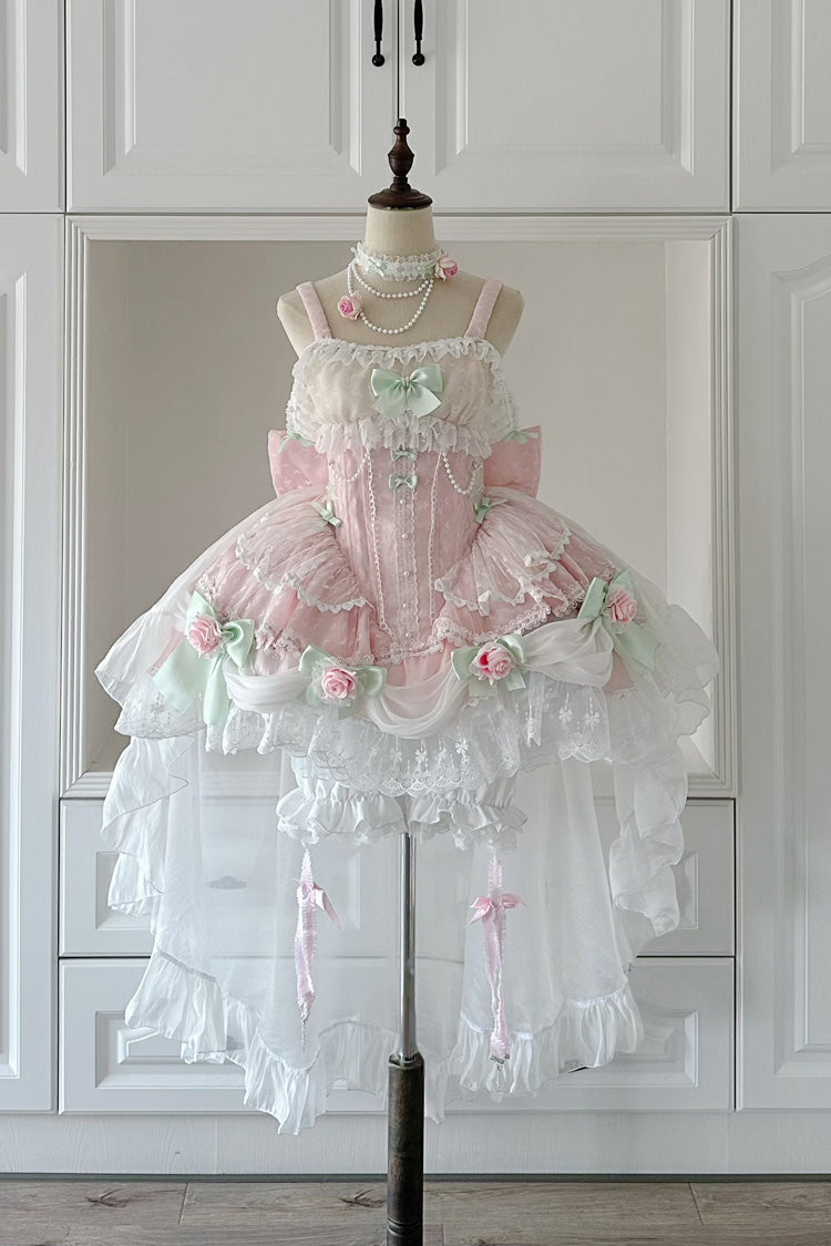 Lolita JSK Dress - Honey Rose, Pink, Ruffled, Embroidered, Sweet Style - main product image