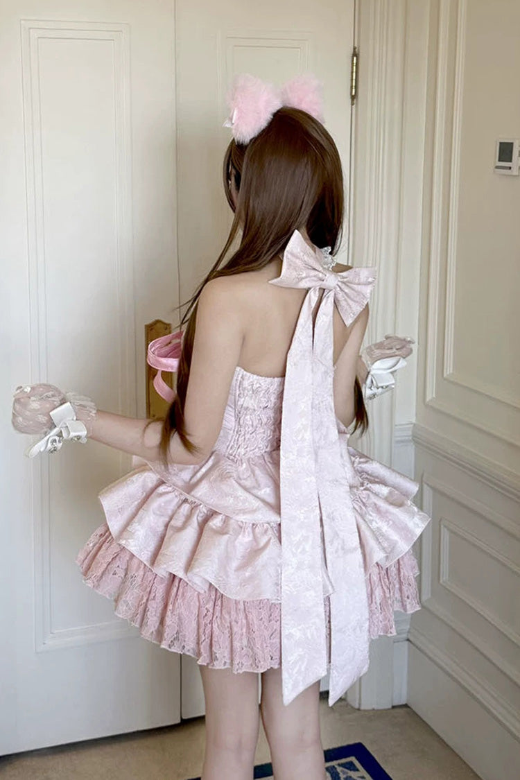 Lolita JSK Dress - Kitten Sweetheart, Pink, Ruffled, Layered, Lace-Up - additional product view 8