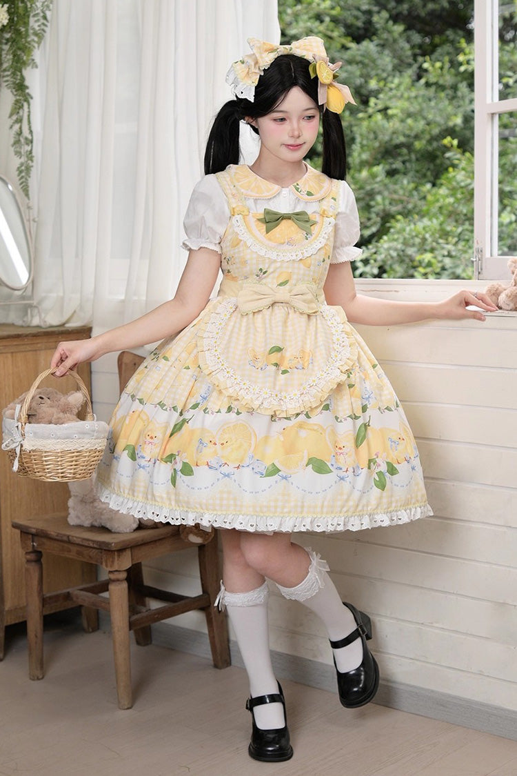 Lolita JSK Dress - Lemon Chicken, Yellow, Ruffled, Printed, Sweet Style - additional product view 2