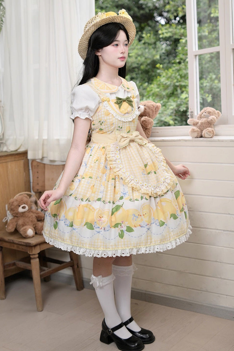 Lolita JSK Dress - Lemon Chicken, Yellow, Ruffled, Printed, Sweet Style - additional product view 3