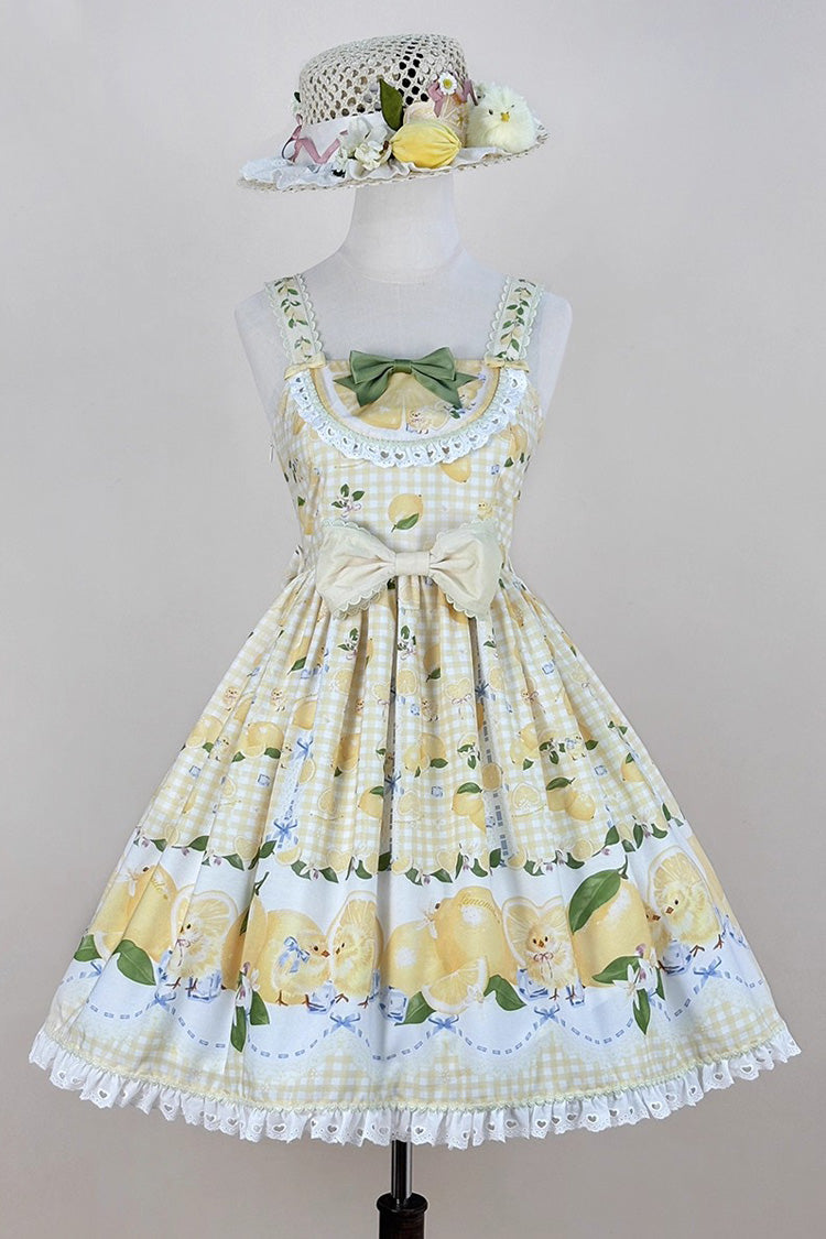 Lolita JSK Dress - Lemon Chicken, Yellow, Ruffled, Printed, Sweet Style - additional product view 4