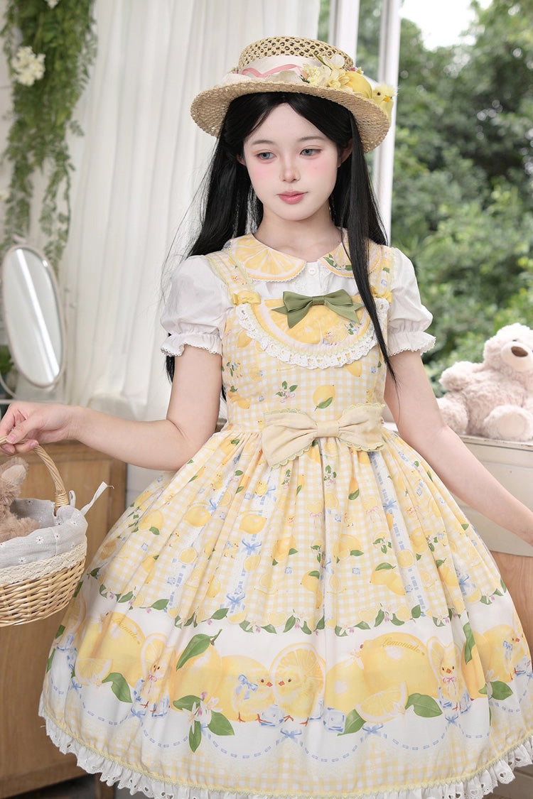 Lolita JSK Dress - Lemon Chicken, Yellow, Ruffled, Printed, Sweet Style - additional product view 7