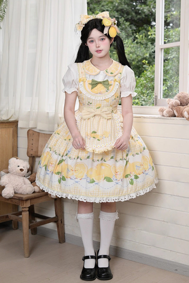 Lolita JSK Dress - Lemon Chicken, Yellow, Ruffled, Printed, Sweet Style - additional product view 10