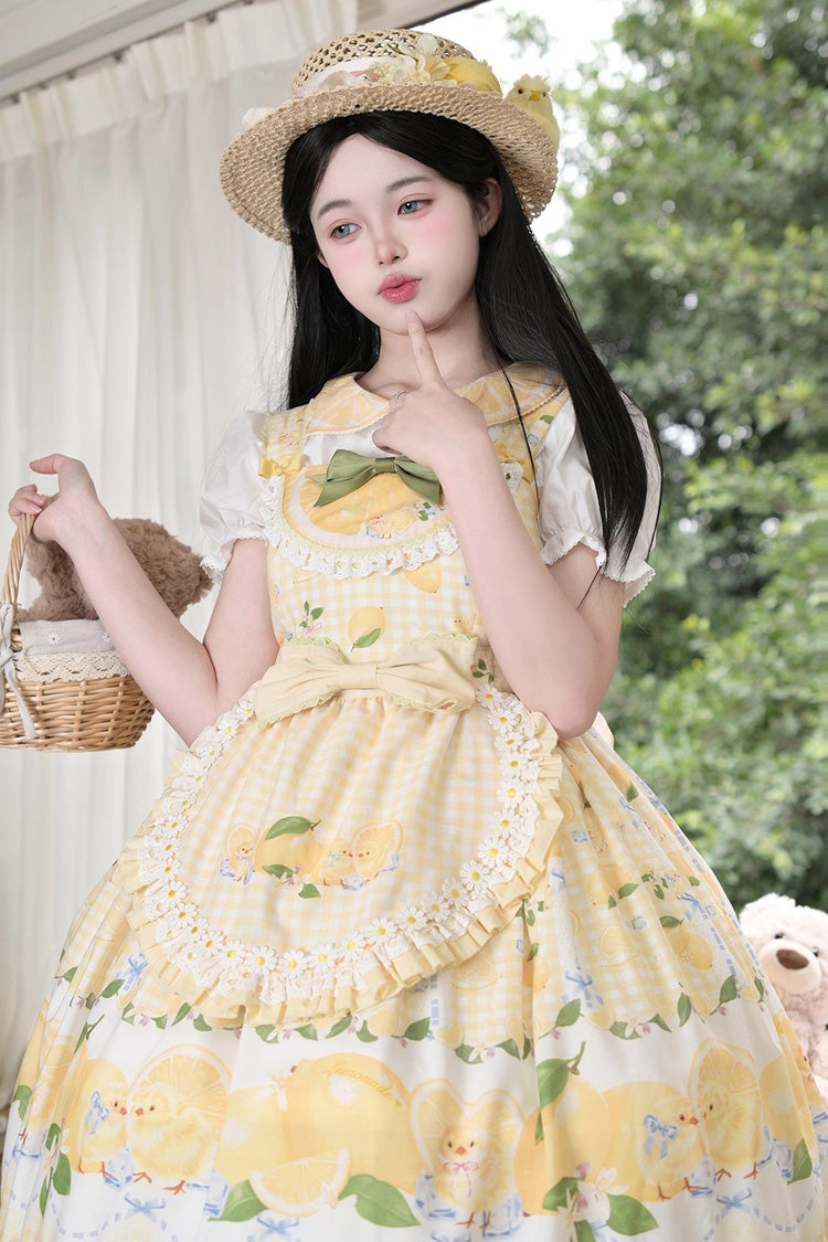 Lolita JSK Dress - Lemon Chicken, Yellow, Ruffled, Printed, Sweet Style - additional product view 11