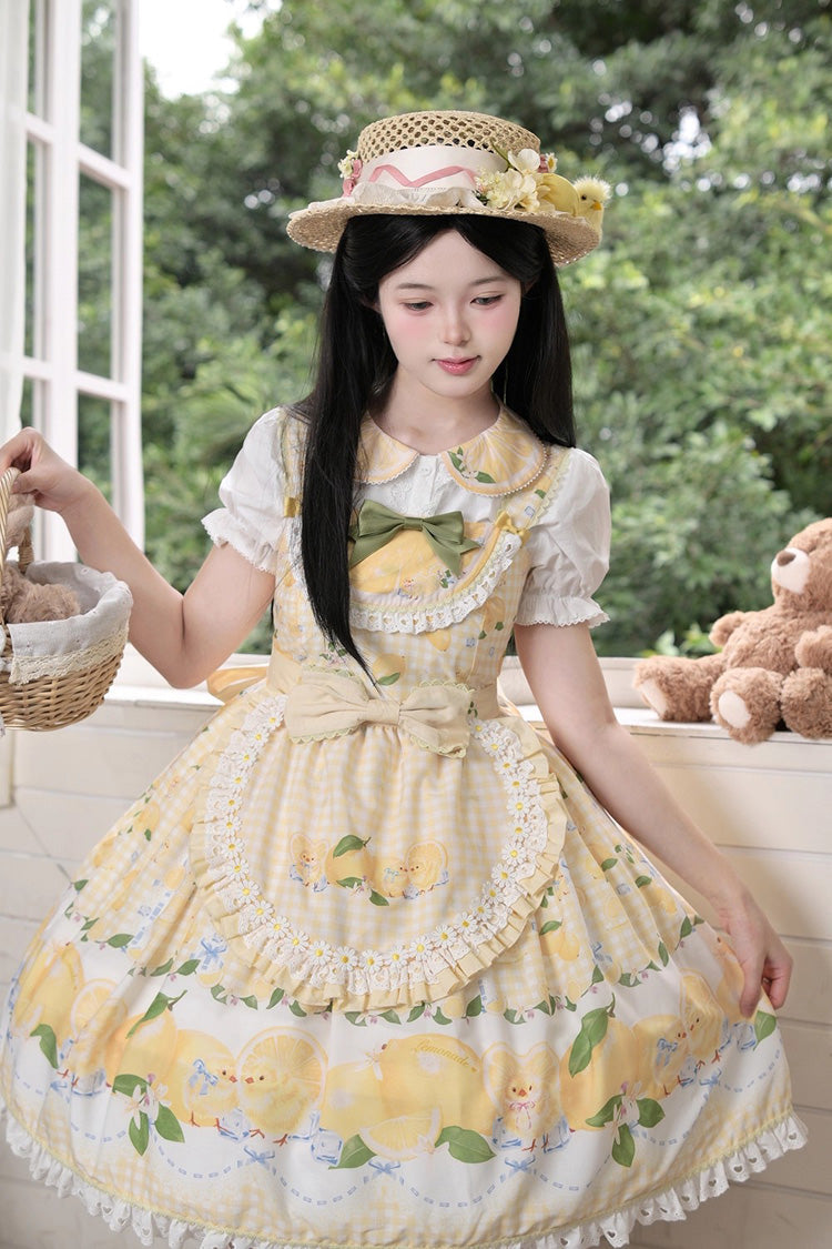 Lolita JSK Dress - Lemon Chicken, Yellow, Ruffled, Printed, Sweet Style - additional product view 12