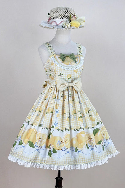 Lolita JSK Dress - Lemon Chicken, Yellow, Ruffled, Printed, Sweet Style - additional product view 13