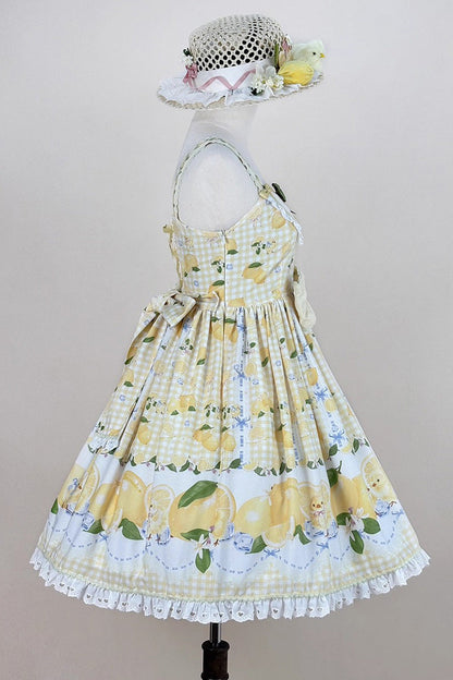 Lolita JSK Dress - Lemon Chicken, Yellow, Ruffled, Printed, Sweet Style - additional product view 14
