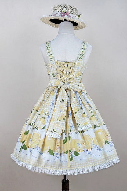 Lolita JSK Dress - Lemon Chicken, Yellow, Ruffled, Printed, Sweet Style - additional product view 15
