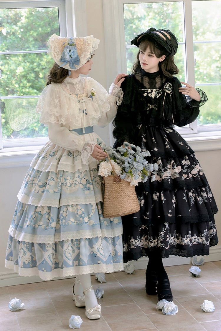 Lolita JSK Dress - Letters And Poetry Multi-layered, 2 Colors, Printed, Embroidered - additional product view 2