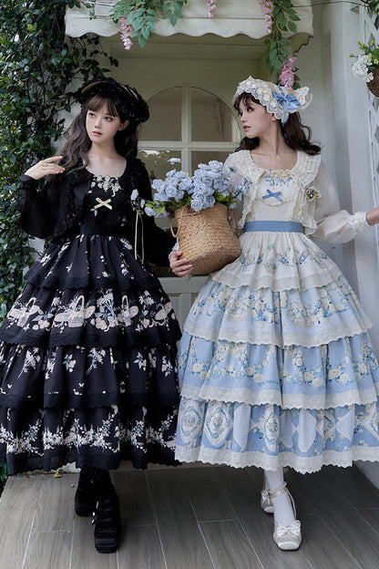 Lolita JSK Dress - Letters And Poetry Multi-layered, 2 Colors, Printed, Embroidered - additional product view 4