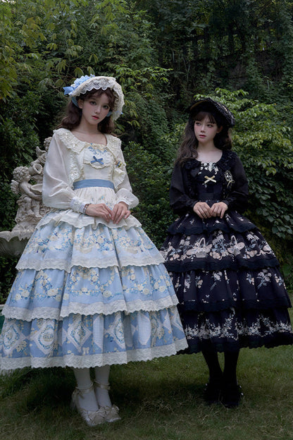 Lolita JSK Dress - Letters And Poetry Multi-layered, 2 Colors, Printed, Embroidered - additional product view 5