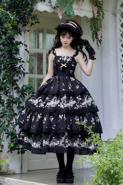 Lolita JSK Dress - Letters And Poetry Multi-layered, 2 Colors, Printed, Embroidered - additional product view 7