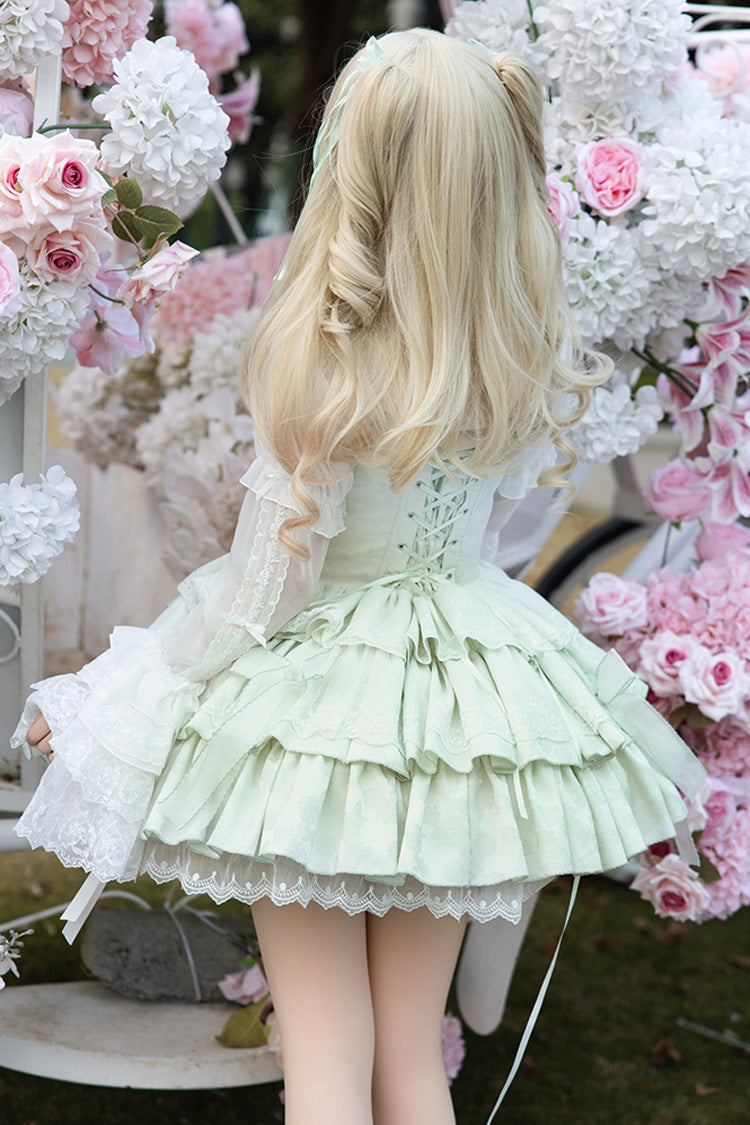 Lolita JSK Dress - Light Green Halterneck, Green, Ballet-Inspired Style, Bow Detail - additional product view 5