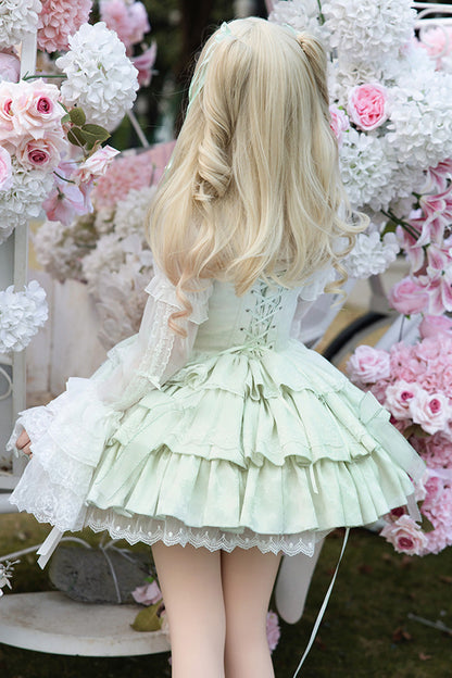 Lolita JSK Dress - Light Green Halterneck, Green, Ballet-Inspired Style, Bow Detail - additional product view 5