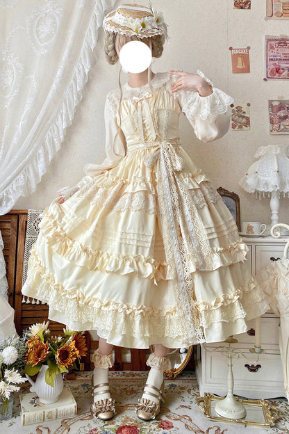 Lolita JSK Dress - Lillian, 4 Colors, Lace Trim, Ruffled, Sweet Style - additional product view 5