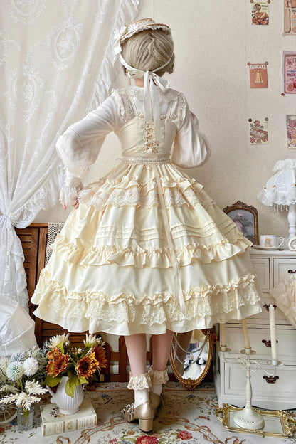 Lolita JSK Dress - Lillian, 4 Colors, Lace Trim, Ruffled, Sweet Style - additional product view 6