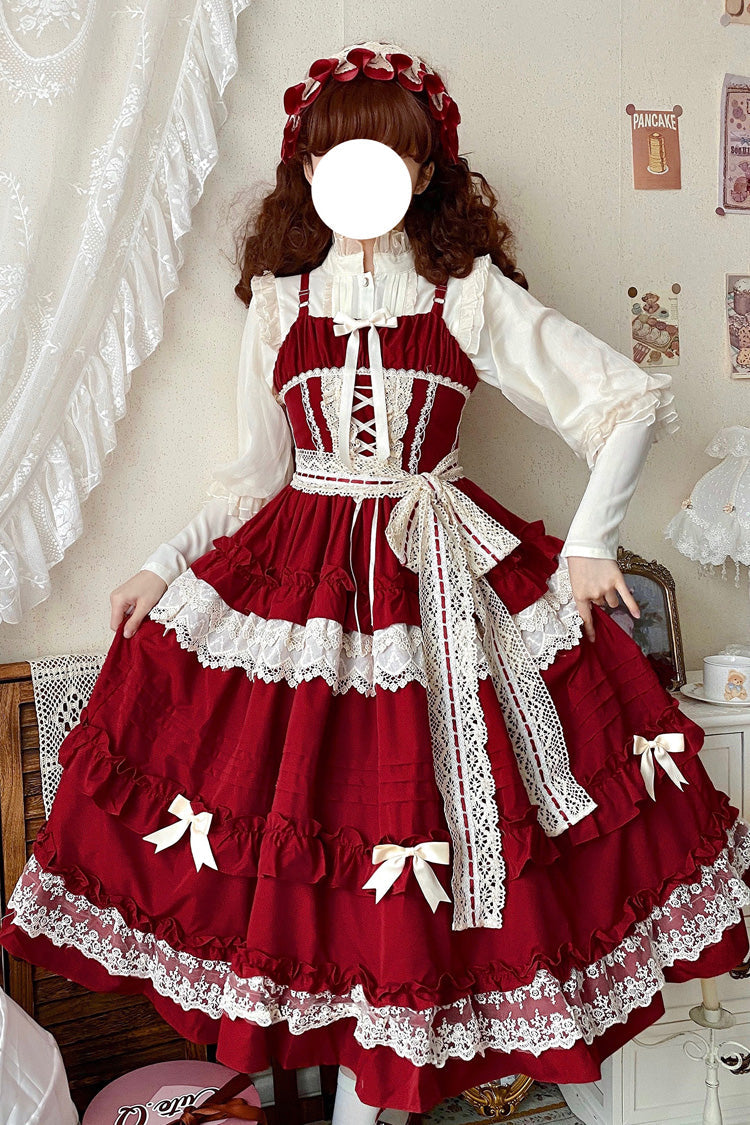 Lolita JSK Dress - Lillian, 4 Colors, Lace Trim, Ruffled, Sweet Style - additional product view 8
