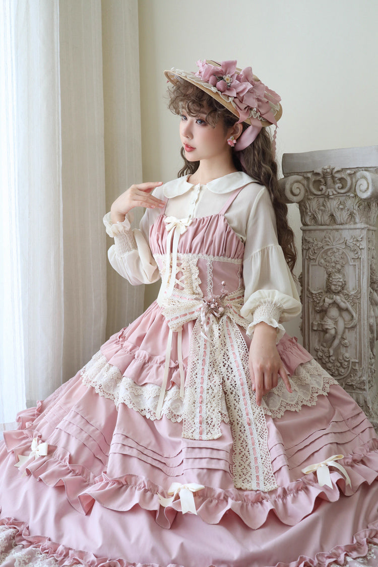 Lolita JSK Dress - Lillian, 4 Colors, Lace Trim, Ruffled, Sweet Style - additional product view 11