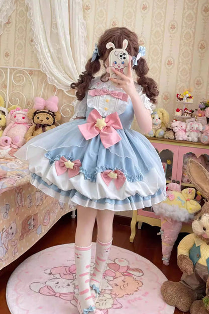 Lolita JSK Dress - Little Wishing Star, 5 Colors, Bow Detail, Ruffled, Sweet Style - additional product view 6