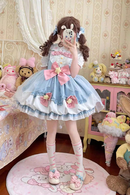 Lolita JSK Dress - Little Wishing Star, 5 Colors, Bow Detail, Ruffled, Sweet Style - additional product view 8