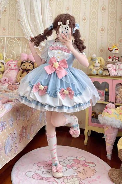 Lolita JSK Dress - Little Wishing Star, 5 Colors, Bow Detail, Ruffled, Sweet Style - main product image