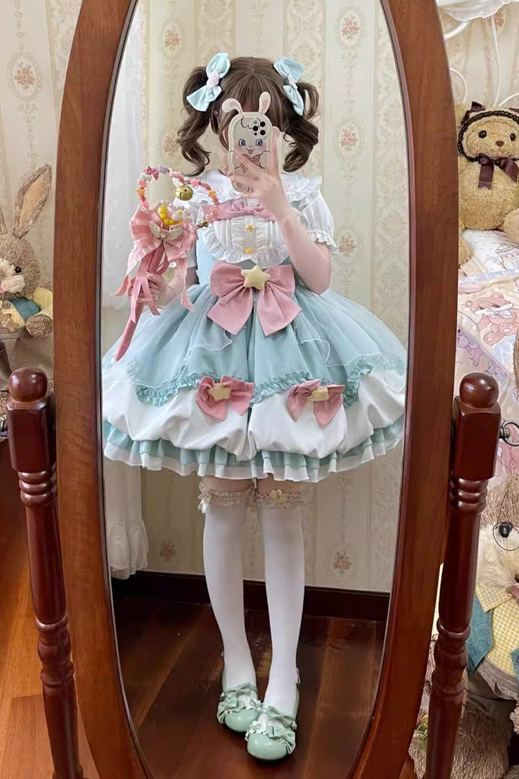 Lolita JSK Dress - Little Wishing Star, 5 Colors, Bow Detail, Ruffled, Sweet Style - S Green / M Green / L Green option