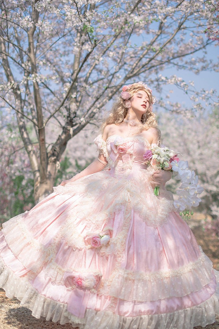 Lolita JSK Dress - Love And Roses, Pink, Ruffled, Sweet Style, Bow Detail - additional product view 6