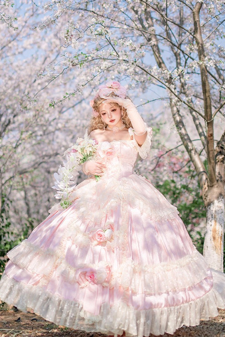 Lolita JSK Dress - Love And Roses, Pink, Ruffled, Sweet Style, Bow Detail - additional product view 7