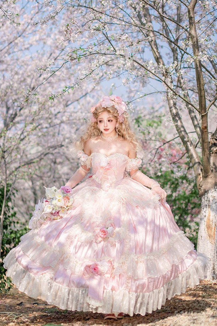 Lolita JSK Dress - Love And Roses, Pink, Ruffled, Sweet Style, Bow Detail - additional product view 8