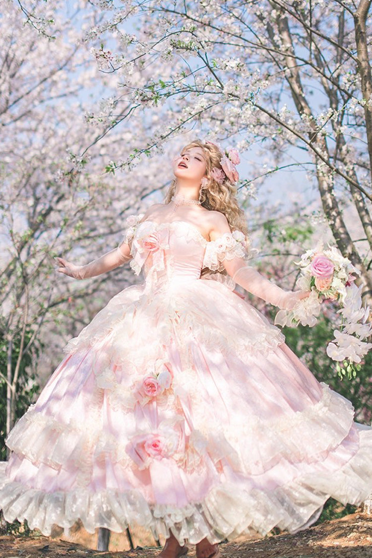 Lolita JSK Dress - Love And Roses, Pink, Ruffled, Sweet Style, Bow Detail - additional product view 9