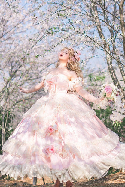 Lolita JSK Dress - Love And Roses, Pink, Ruffled, Sweet Style, Bow Detail - additional product view 9